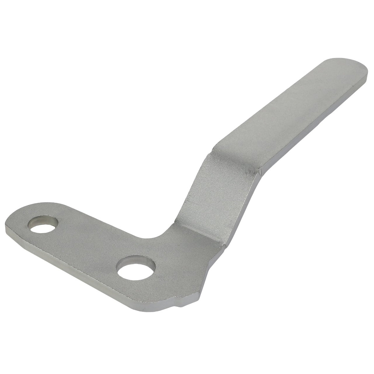 Introducing the AGCO Lever, Front Loader - AL5221534, a metal bracket with a long handle and two circular holes on its flat base. For more details, contact our support team.