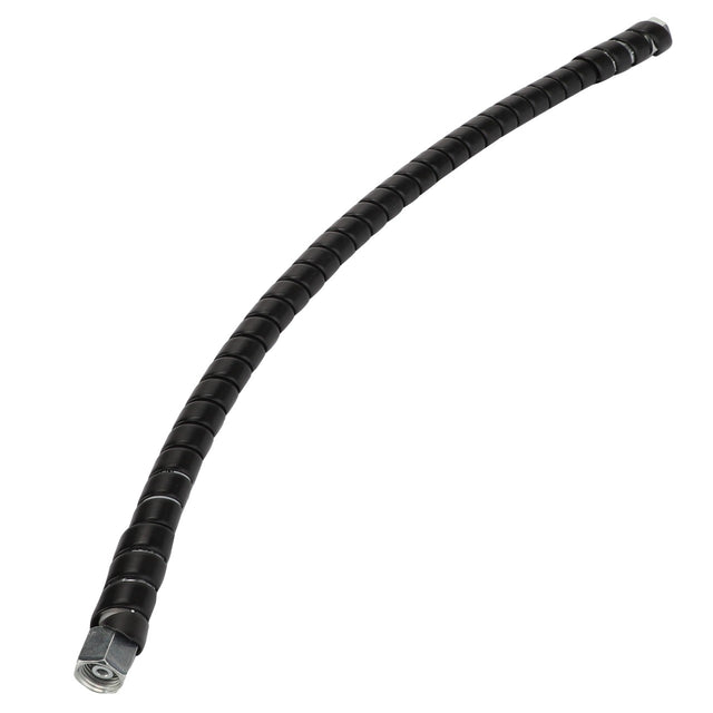 Displayed against a white background is the AGCO Black Metal Conduit with threaded connectors on each end, identified by the product code ACP0538390 and brought to you by AGCO.