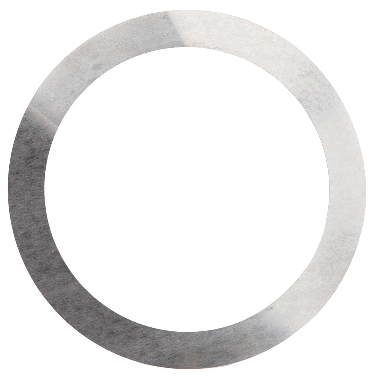 A circular metallic washer with a hollow center. The surface appears to be smooth and reflective. For further details, refer to the product: AGCO | SPACER - D46173300, by the brand AGCO.