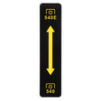 The AGCO Sticker - Acw0781460 is a black rectangular panel featuring yellow directional arrows pointing up and down. It has "540E" text at the top and "540" text at the bottom, each accompanied by gear symbols. No additional product description details are currently available.