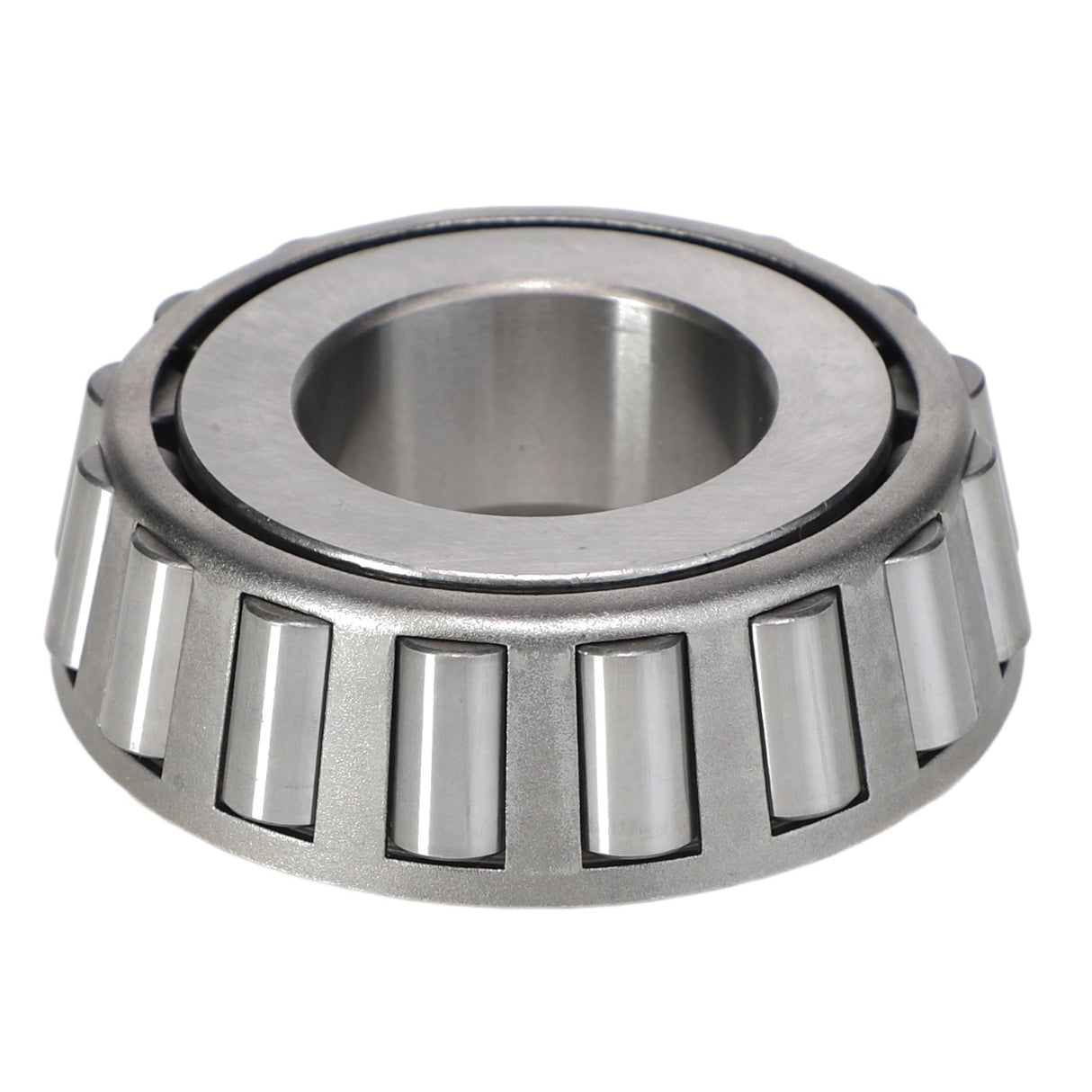 Product Name: AGCO | BEARING CONE - AG333302
Description: A tapered roller bearing with a metal casing, featuring cylindrical rollers arranged in a conical shape. No current product description information is available.