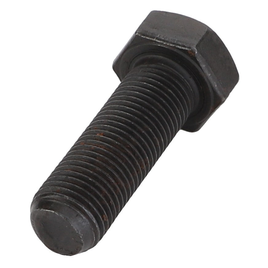 Close-up view of the AGCO Bolt - Acp0197100, featuring a black steel construction with a hexagonal head and threaded shaft.