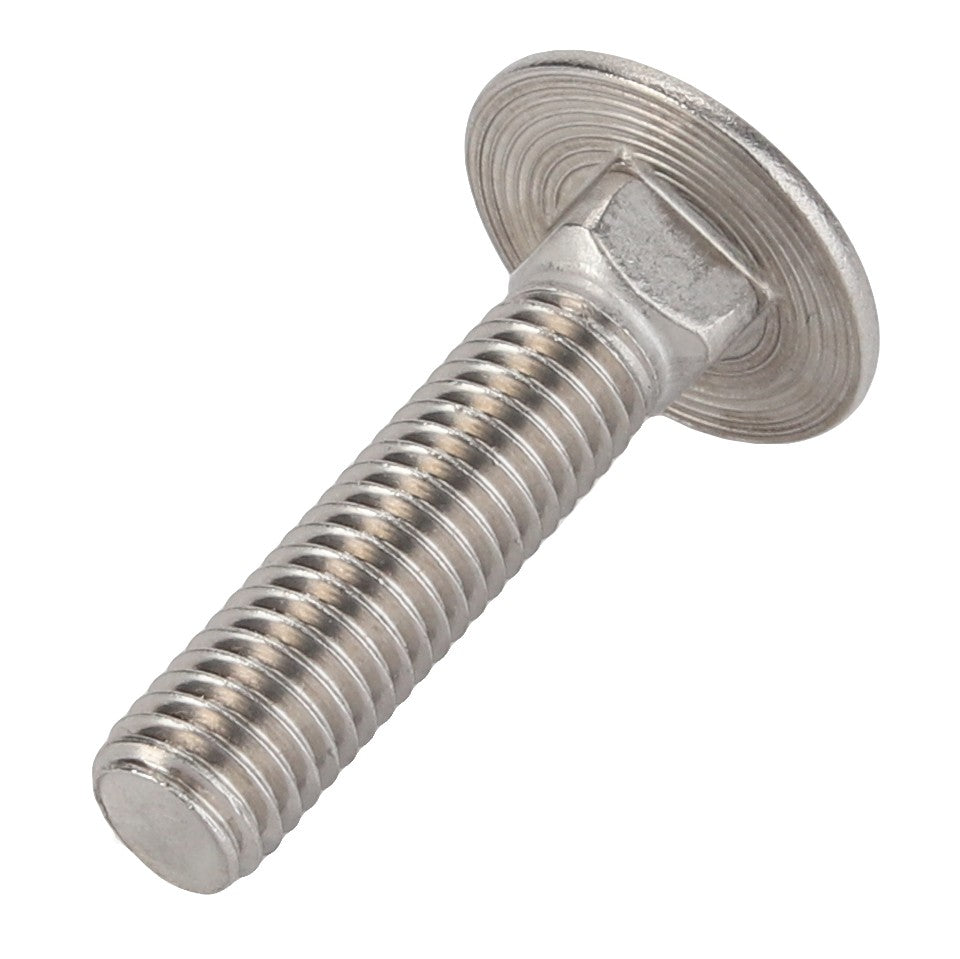 A close-up image of the AGCO Round Head Square Neck Carriage Bolt - Acw6117860, featuring a metallic threaded shaft and a round, flat head.