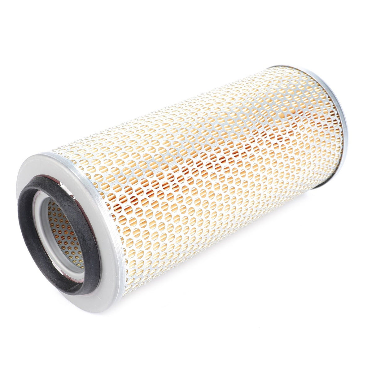 The AGCO Engine Air Filter Cartridge (F178200090010) features a cylindrical design with a durable metal mesh exterior and rubber seals on both ends to ensure optimal engine protection and filtration efficiency. This product is ideal for use with other AGCO air filter cartridges.