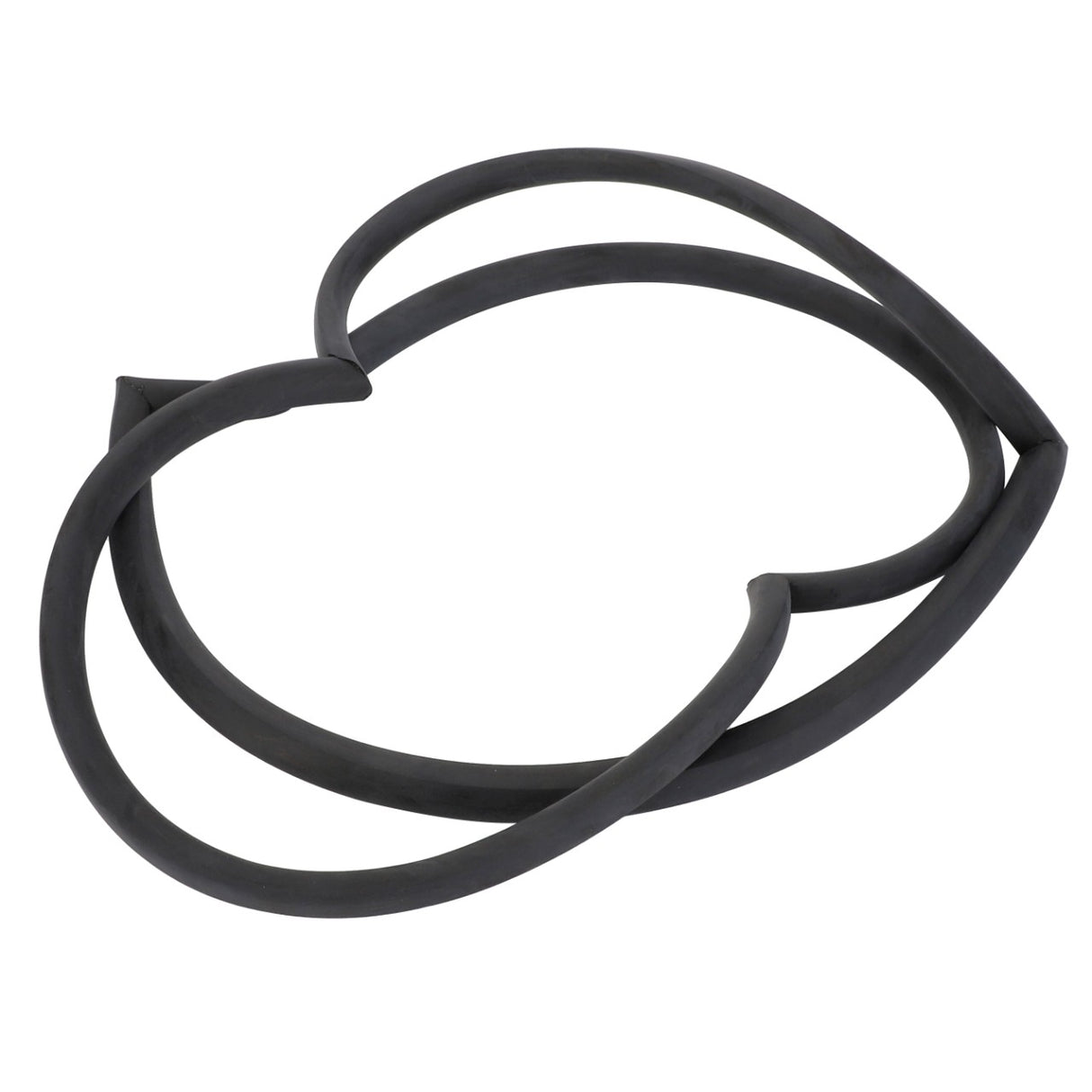 A left-hand seal (AGCO | 3900619M1) by AGCO, designed with a black, abstract, interlocking loop pattern on a white background, reminiscent of the sleek design found in Fendt models.