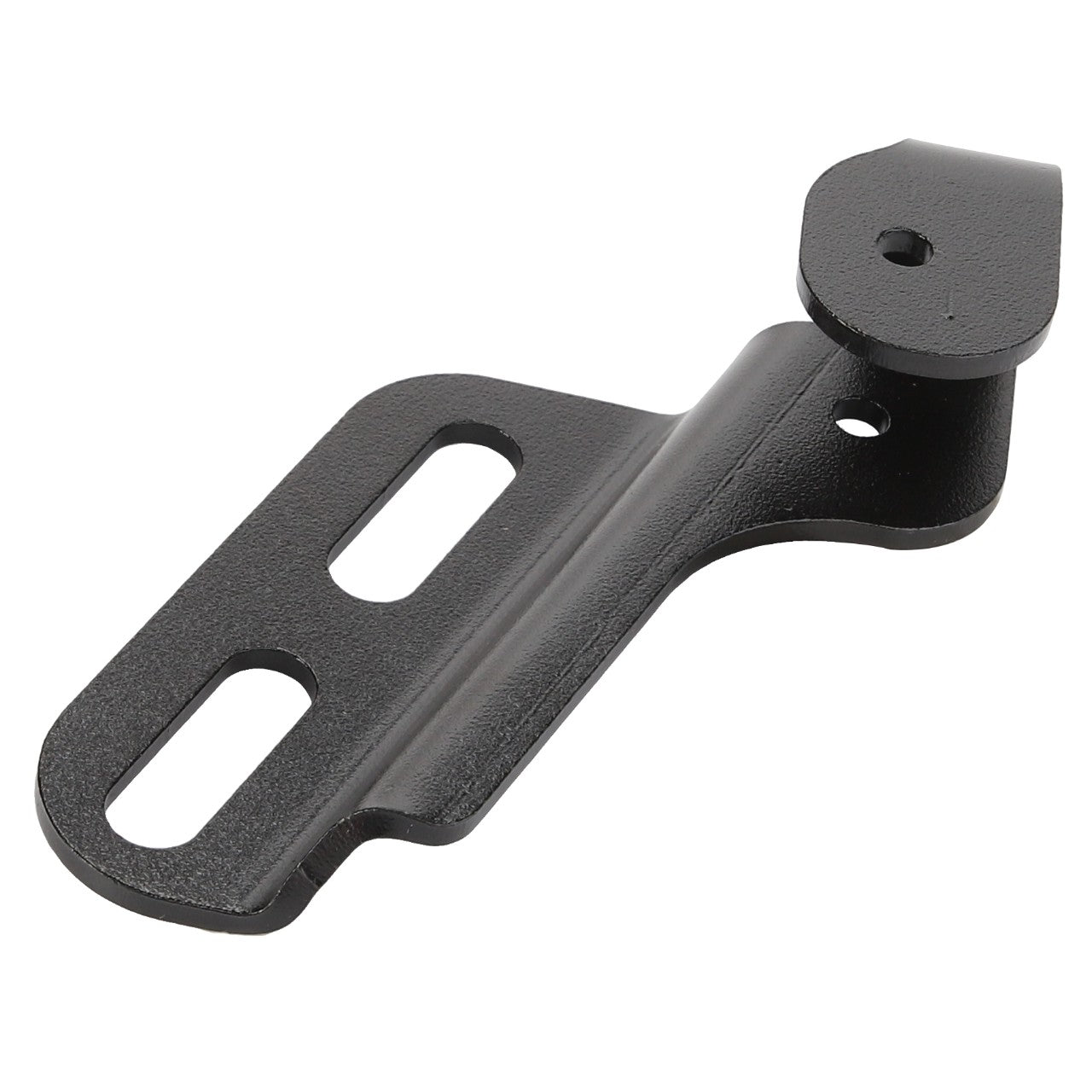 Product Name: AGCO | Bracket - Acw078745A
Brand Name: AGCO
Although there is no current product description information available, the AGCO Bracket - Acw078745A in black metal features two elongated holes and a curved, raised end with an additional hole.