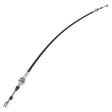 An isolated image of the AGCO Control Cable - Va208660, featuring a black throttle cable with metal fittings on both ends, commonly used in motorcycles, small engines, and Massey Ferguson models for throttle control.