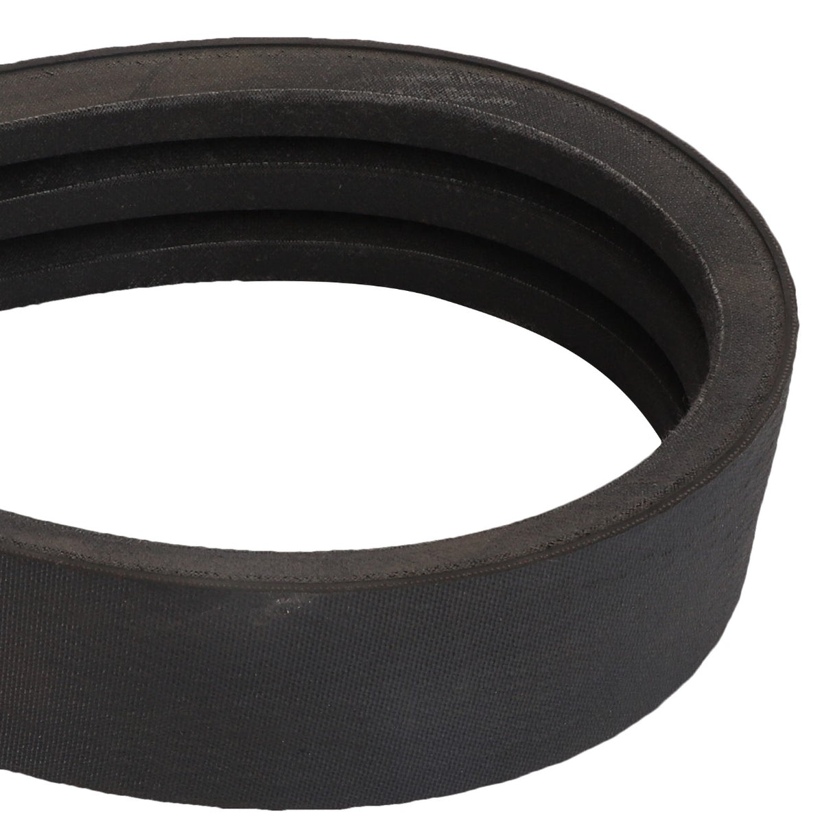 Close-up of the AGCO V Belt - D26732815, featuring a black, ribbed surface. This industrial belt is commonly used for power transmission in machinery.