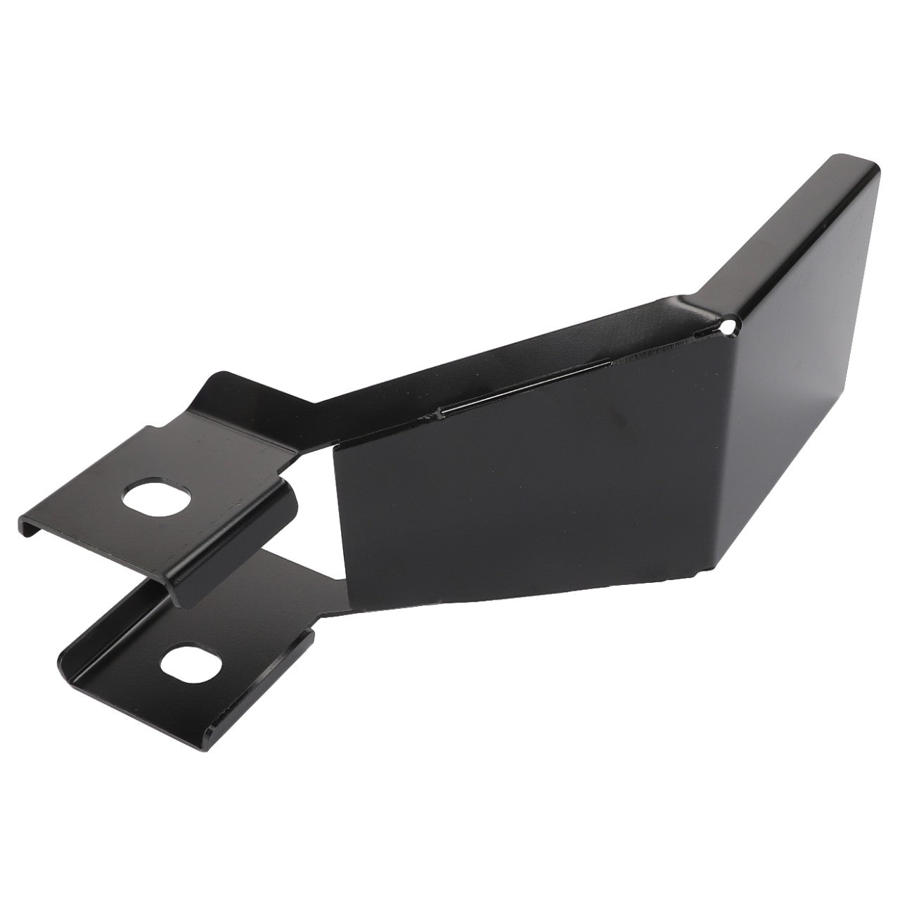 There is no current product description available, but the AGCO | Cowl - Acw011485A from AGCO is a black metal bracket featuring two mounting holes and a slanted design.
