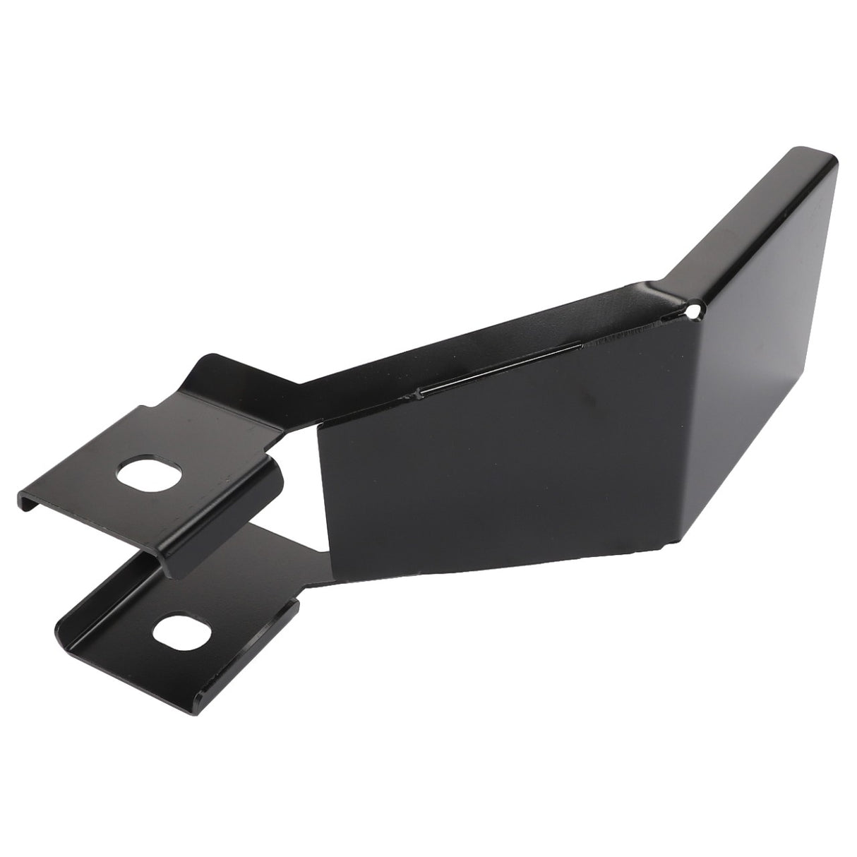 There is no current product description available, but the AGCO | Cowl - Acw011485A from AGCO is a black metal bracket featuring two mounting holes and a slanted design.