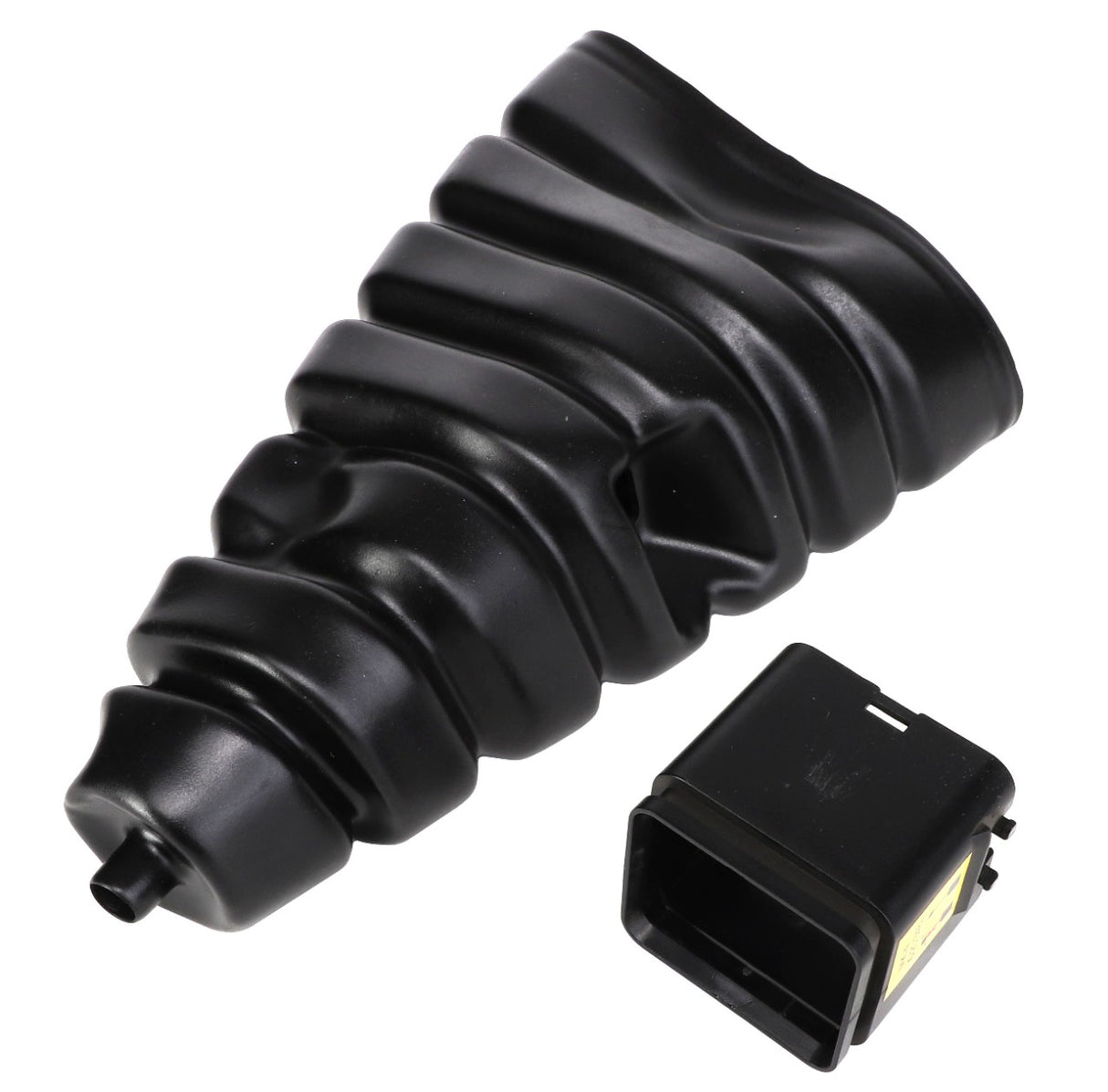 A black rubber shift boot labeled as AGCO | GAITER - AL4500406 is pictured next to a black rectangular component, though no current product description information is available.