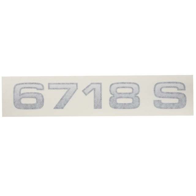 A white background displays the numbers "6718 S" prominently in large, gray, bold, block-style font on the AGCO Decal - Acw1332200.