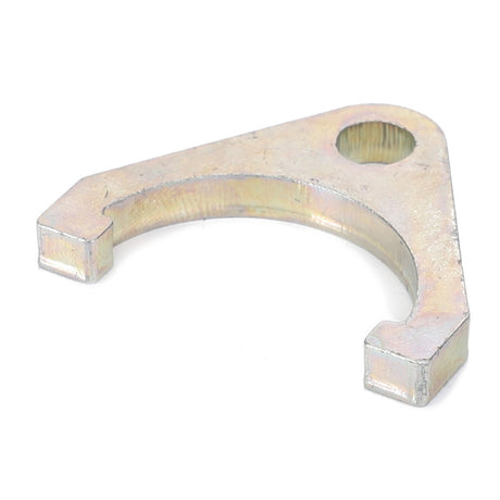 AGCO Bridle - 4366451M1, a metal U-shaped bracket with a single circular hole near one end, possibly used for securing or mounting components on Massey Ferguson models.
