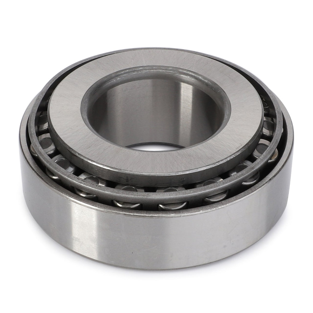 AGCO's Taper Roller Bearing - F930301020270 features an outer metal ring and inner cylindrical rollers, engineered to handle heavy-duty radial and thrust loads.