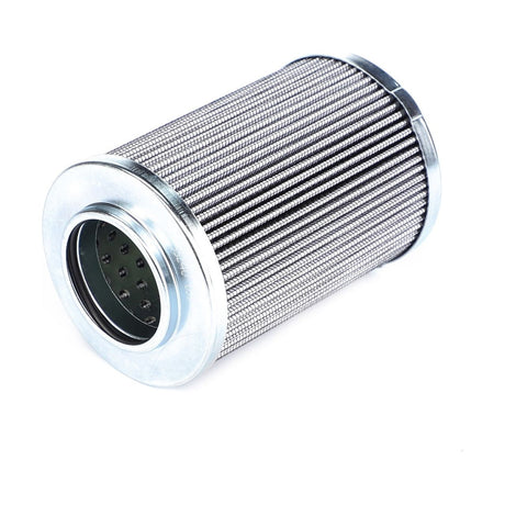 The Hydraulic Filter Cartridge - VA395240 by AGCO is a cylindrical metallic filter featuring a pleated surface and perforated ends, specifically designed for various industrial applications, including Massey Ferguson models. This hydraulic filter cartridge enhances equipment service life by ensuring optimal performance.