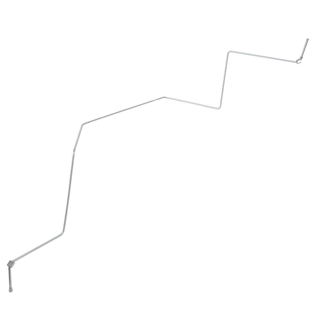 The AGCO Right Hand Brake Pipe - Acw2467190, a long, thin metal rod featuring multiple bends and angles, is showcased against a plain white background. This minimalist image reveals no additional details beyond its straightforward form.