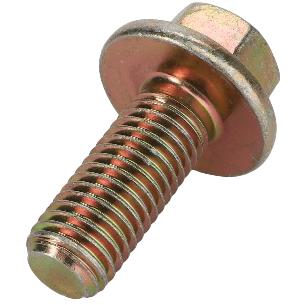 Close-up image of an AGCO BOLT - D46728400, featuring a metallic bolt with a hexagonal head and a partially threaded shaft.