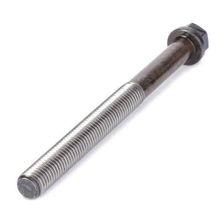 A close-up of the AGCO Socket Head Bolt - F199202210010, showcasing its hexagonal head and threaded shank, reminiscent of the rugged durability found in Massey Ferguson models.