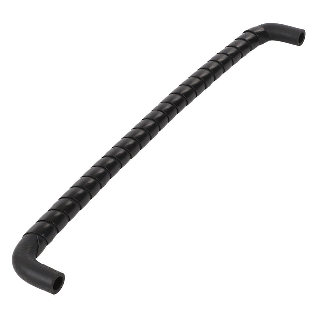 The AGCO Hose - 3712237M3, a black spiral cable wrap with curved ends, is perfect for organizing and protecting wires in your Valtra Models or other equipment setups.