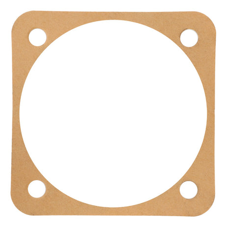 A square-shaped gasket with a circular cutout in the center and four bolt holes in each corner, compatible with Massey Ferguson Models, is available as AGCO | Joint - 180434M1 by AGCO.