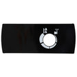 Introducing the AGCO Decal - Acw075642A: A rectangular black panel with a circular white graphic featuring an oil can and thermometer, commonly seen on vehicle dashboards. Made by AGCO, this stylish and practical decal adds a professional touch to your dashboard.