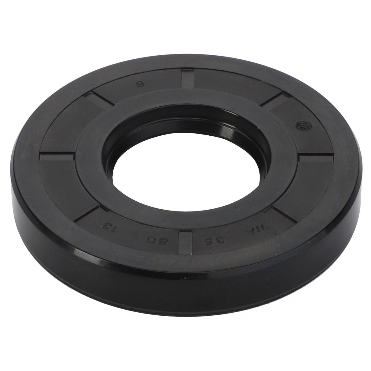 The AGCO | Shaft Seal - Fel108546 is a black, circular mechanical seal featuring a central opening, designed to prevent leakage in machinery. Further details are currently unavailable as there is no product description available.