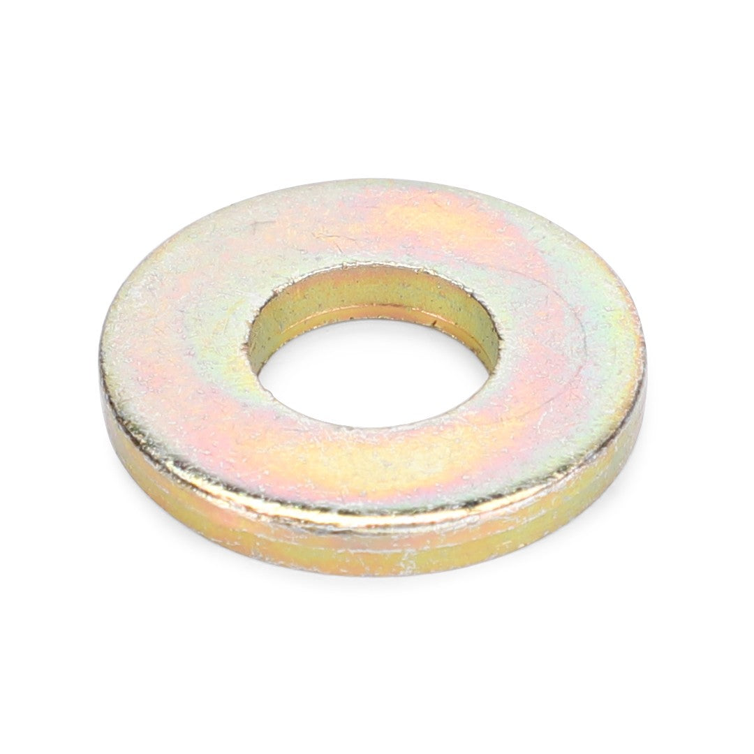 A single AGCO Disc - Fel122712 metal washer with a round hole in the center, shown on a plain white background, perfect for use in Massey Ferguson Models.