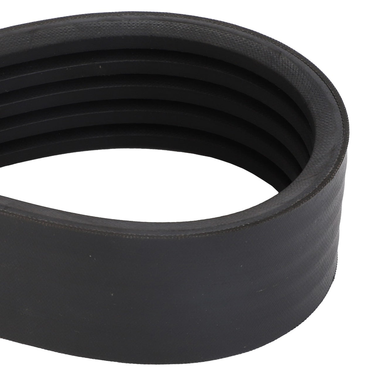A close-up view of the AGCO V BELT - ACY9700460, a black, multi-ribbed rubber belt commonly used in mechanical systems such as automotive engines. No current product description information is available.