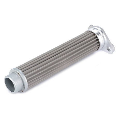 The AGCO Hydraulic Filter Cartridge - 3703378M92 features a cylindrical design with pleated sides and mounting brackets at each end, intended for mechanical or industrial applications to extend equipment service life.