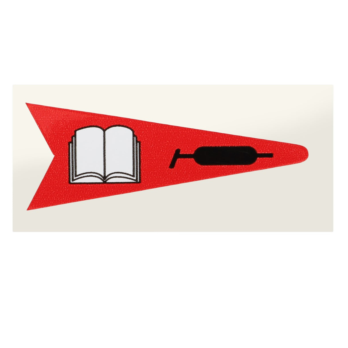 A vibrant red pennant-shaped flag featuring an open book icon on the left side and a syringe icon on the right side. Currently, there is no product description available for AGCO | Adhesive - Acp0306350 from the AGCO brand.