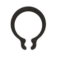 A black, circular Lock Washer (X530000446000) with two inward-facing protrusions at the opening of the circle, compatible with certain Massey Ferguson Models, from the brand AGCO.