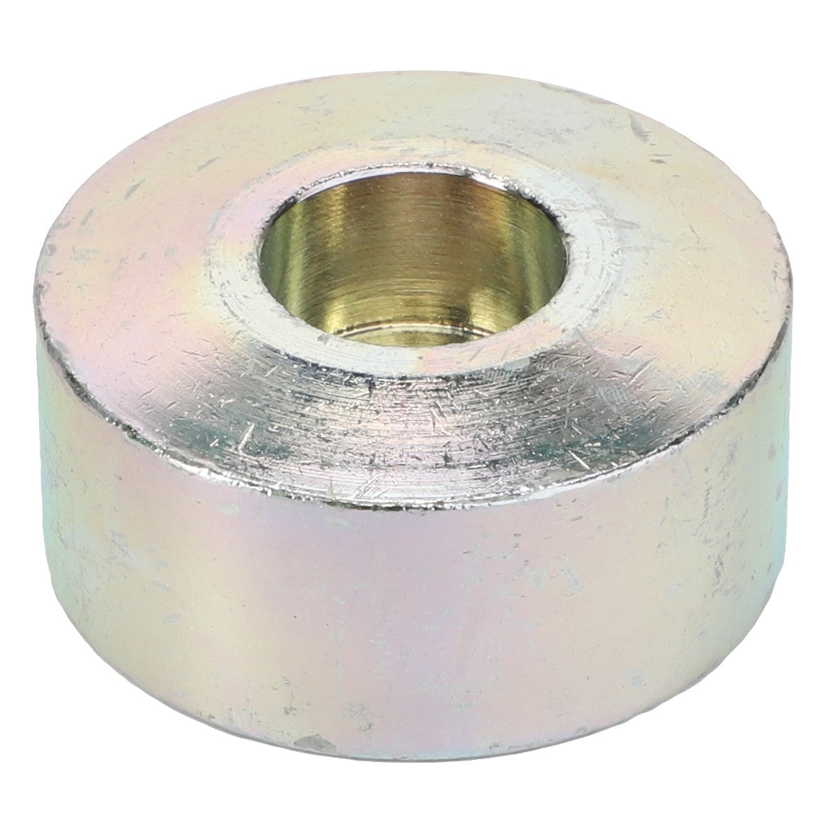 A seasoned AGCO Axle Stop, model Acw0837120, with a cylindrical shape featuring a central hole. The surface appears worn and slightly discolored, hinting at its enduring history.