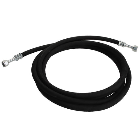 Currently, there is no detailed product description available, but the AGCO Bulk Hose - Acw1884150 comes as a coiled black hydraulic hose equipped with metal fittings on both ends.