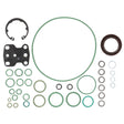 Here is the AGCO Seal Kit - F514940010010: a meticulously organized collection of variously sized green and black rubber gaskets, metal washers, and seals.