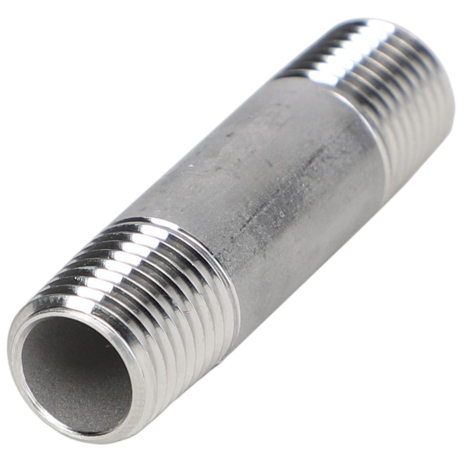 Image of the AGCO | NIPPLE - AG707388, a metallic pipe nipple with threaded ends, typically used to connect two other fittings in plumbing systems. No current product description information is available at this time.