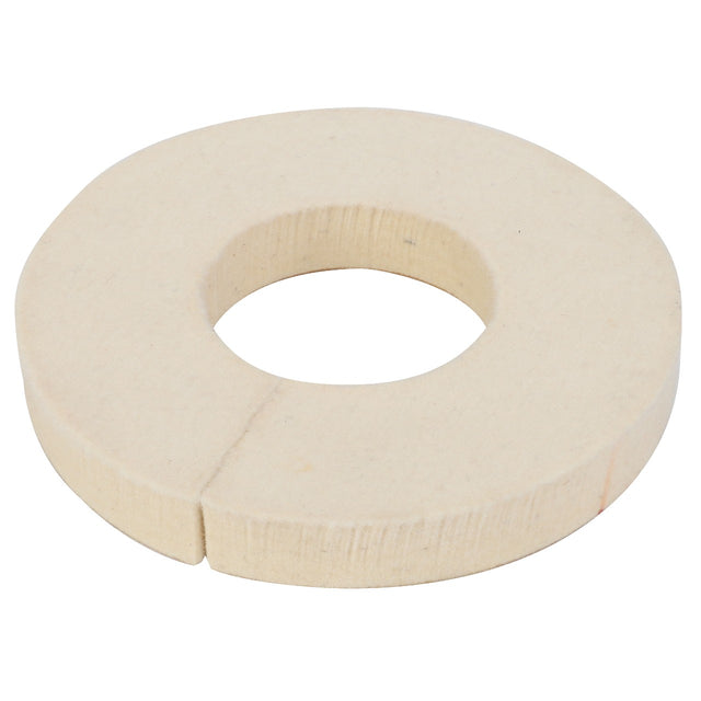 The AGCO Felt Seal - Acw1790510 is a round, beige felt washer featuring a central hole and a small slit on one side; additional details are currently unavailable.