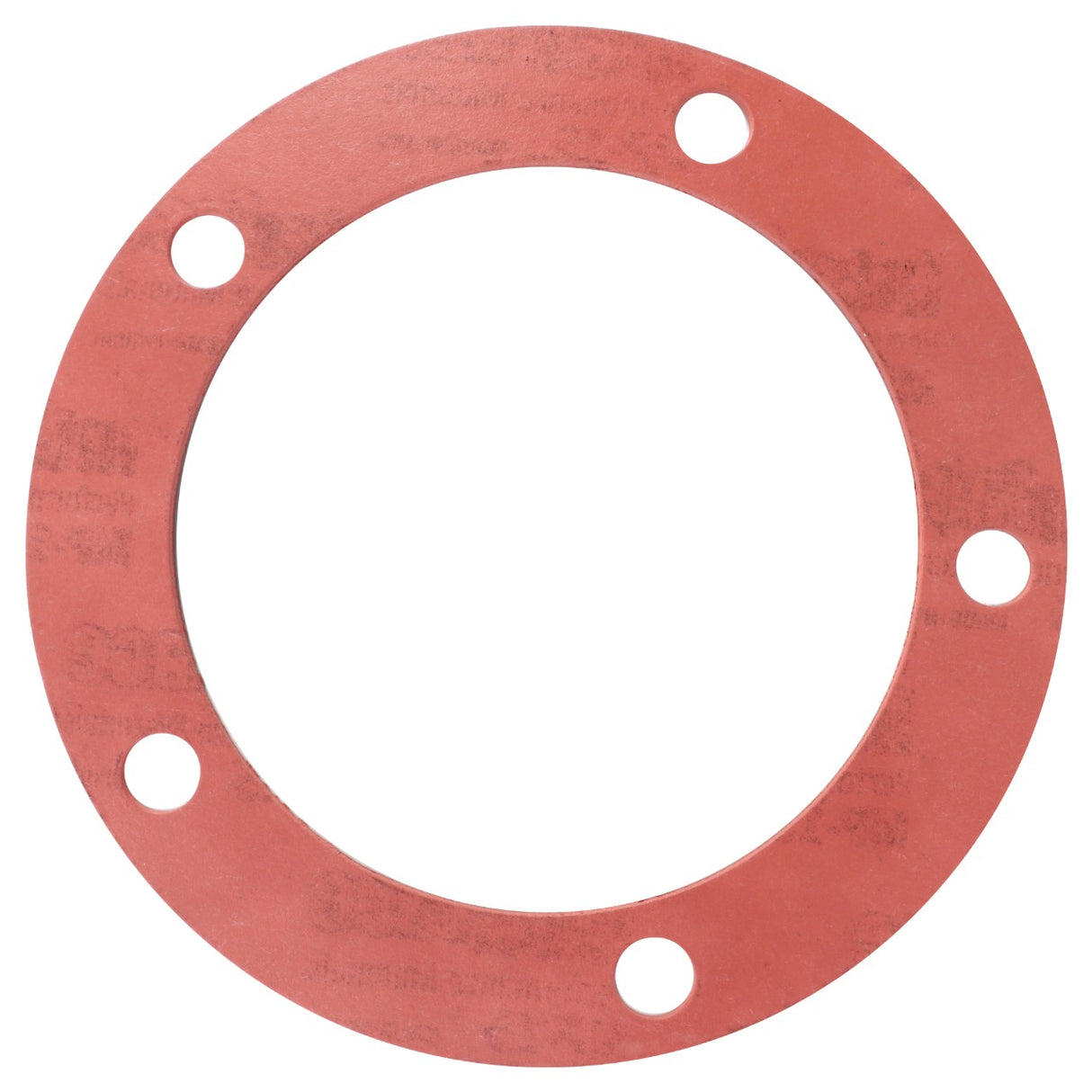 A round, flat, red AGCO flange gasket (model CH215-9463) featuring five equally spaced holes around its perimeter.