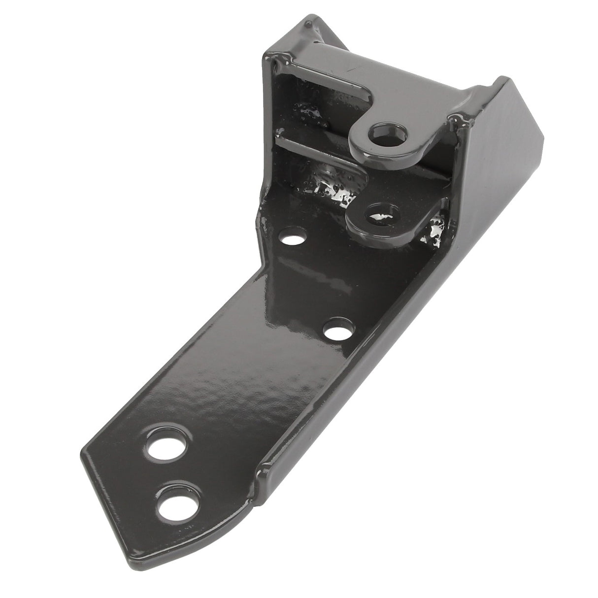 AGCO | BRACKET - D46150519 features a glossy black metal finish with several holes and grooves. Please note that no current product description information is available.