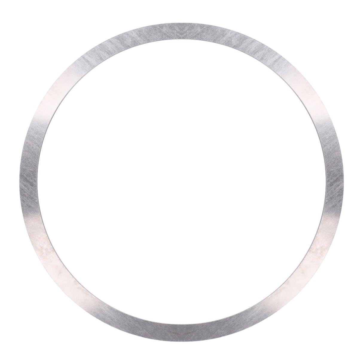 A metallic circular ring, identified as the AGCO Shim - F411301021090 from the AGCO brand, with a brushed texture against a white background.
