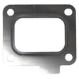 **AGCO | Gasket - F530200090480:**
This metal gasket plate features a rectangular central opening and four circular bolt holes, each positioned in a corner.