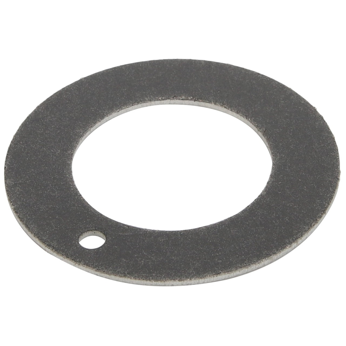 Introducing the AGCO Washer - Acw9109530: a flat, circular grey metal washer featuring a large central hole and an additional smaller hole near the edge.
