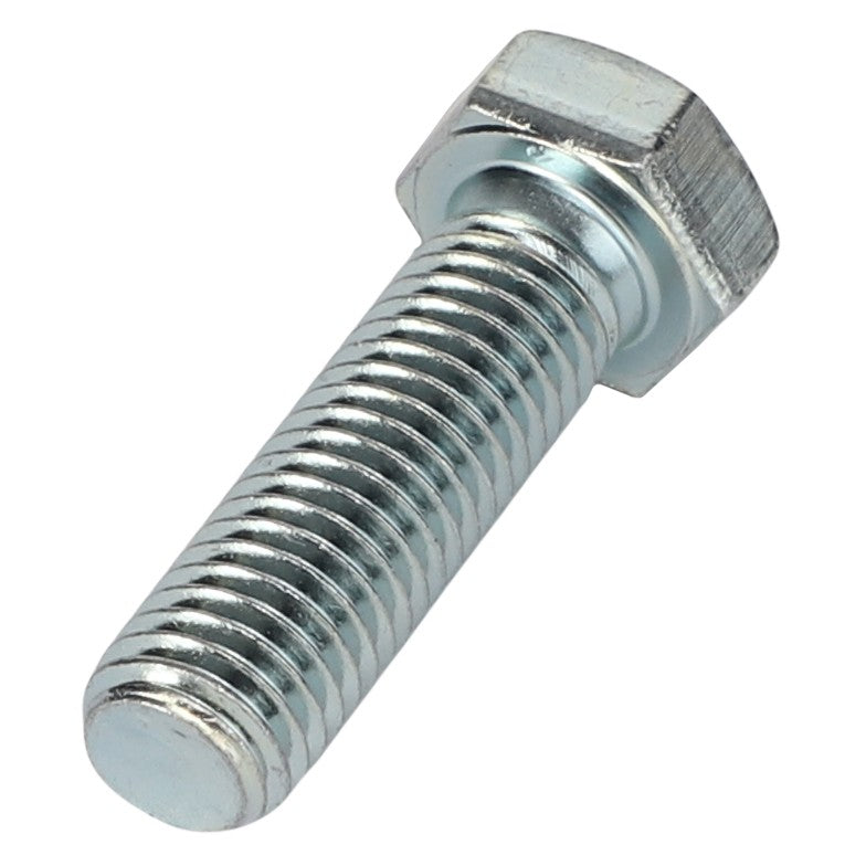 A close-up image of a sturdy AGCO | SCREW - AL5002104 hex head bolt with a threaded shaft, meticulously crafted from durable metal by AGCO.