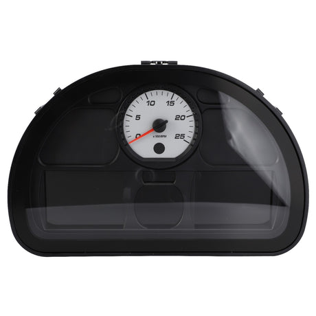 Here is the revised sentence using the provided product data:
The AGCO Instrument Panel - Acw123163A features a black dashboard with a white RPM gauge that displays 0 to 25 x1000 RPM. There is no current product description information available.