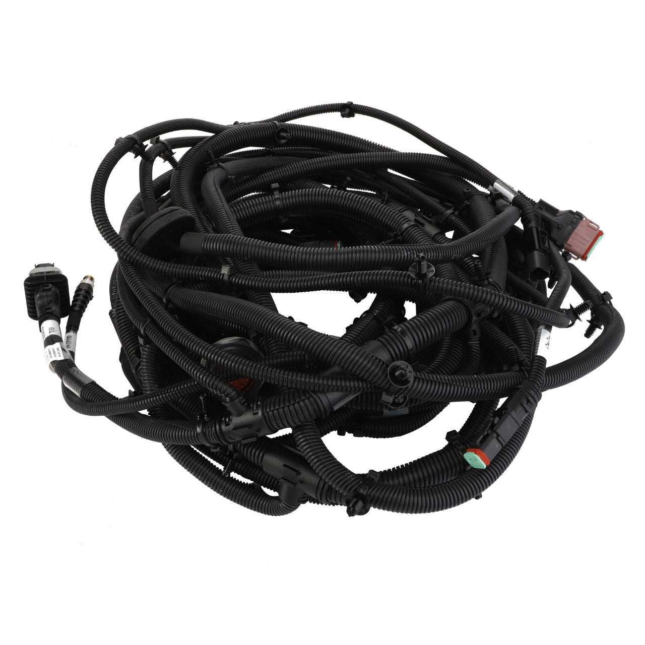 Coiled automotive wiring harness, AGCO | HARNESS - ACW139056A, with various connectors, likely used for electrical connections in vehicles; unfortunately, no current product description information is available.