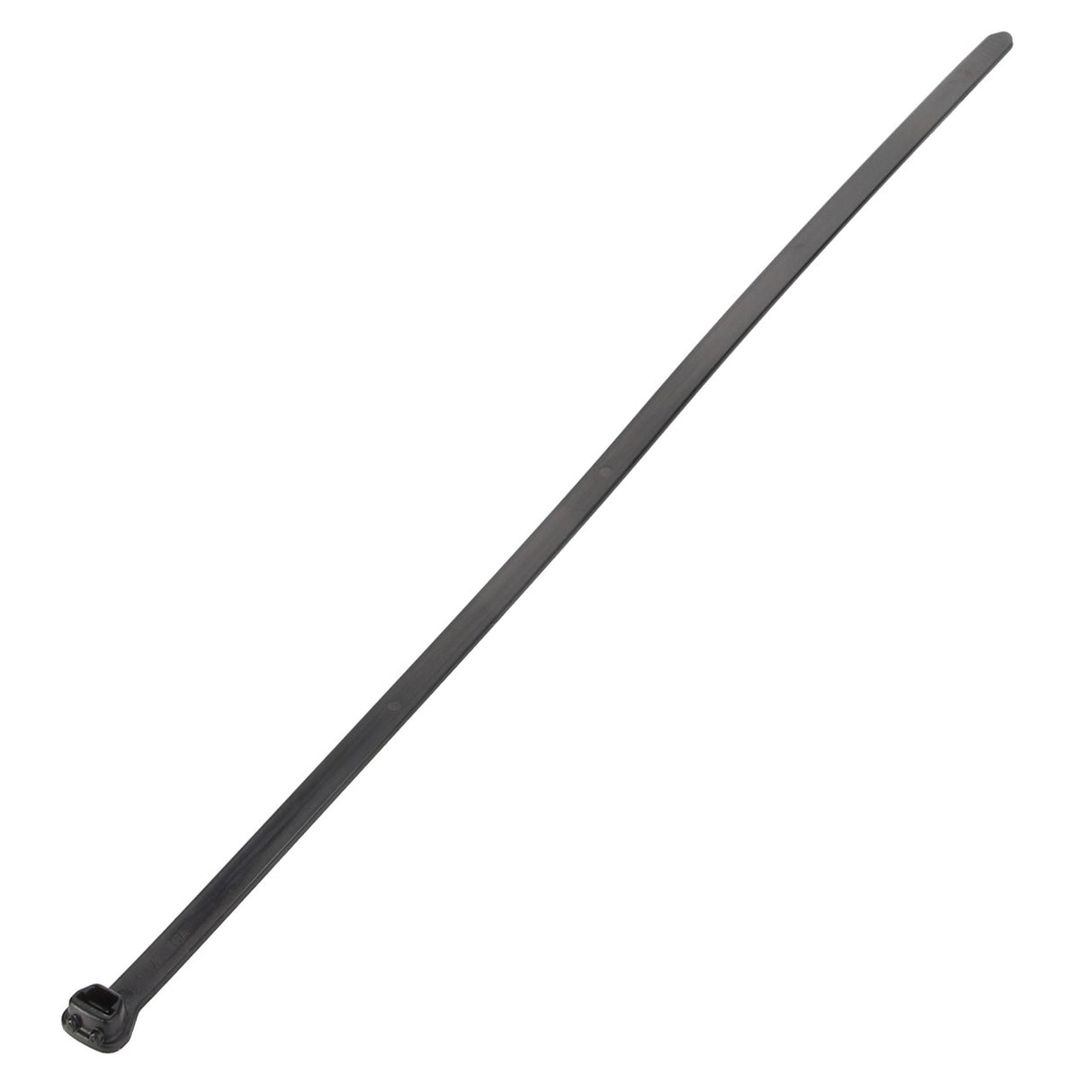 A single AGCO black plastic zip tie, model Acp0353900, featuring a rectangular locking mechanism at one end, currently awaiting product description.