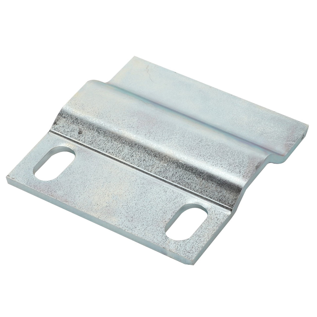 The AGCO | CLIP - D28284094 is a rectangular metal bracket featuring two elongated holes on one end and a raised center section.