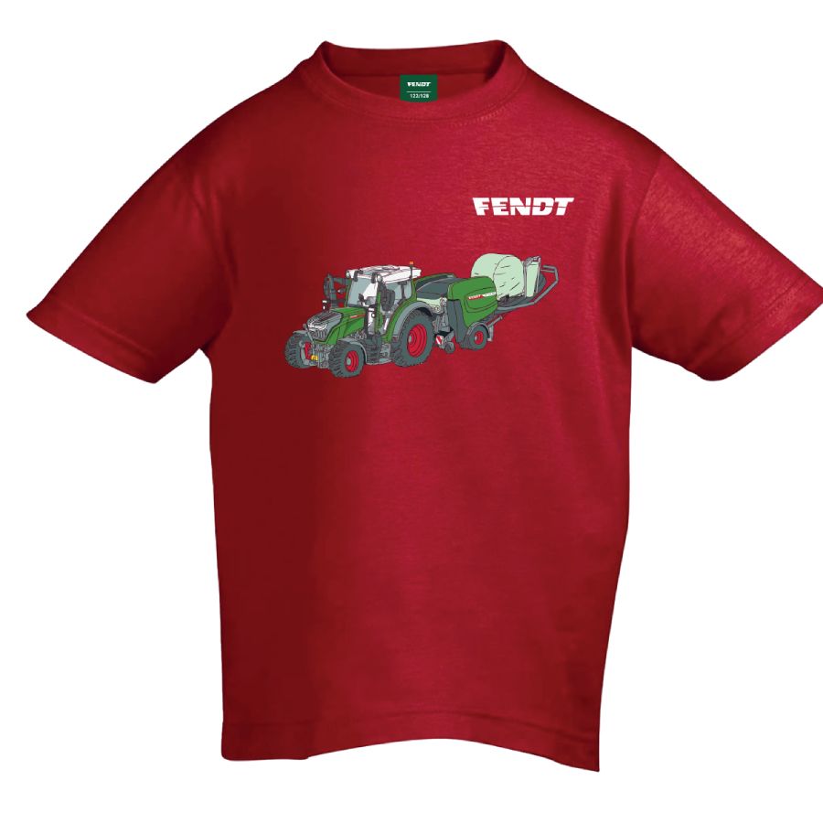 Fendt Kids Red Power T-Shirt 100% Cotton with Tractor Print - X99102519