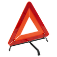 The Warning Triangle CE Approved - TB40 from Sealey, compliant with ECE R27 standards, features red and orange reflective surfaces and foldable black metal legs. This makes it essential for emergencies or roadside assistance, providing both practicality and compliance with legal requirements in many regions.