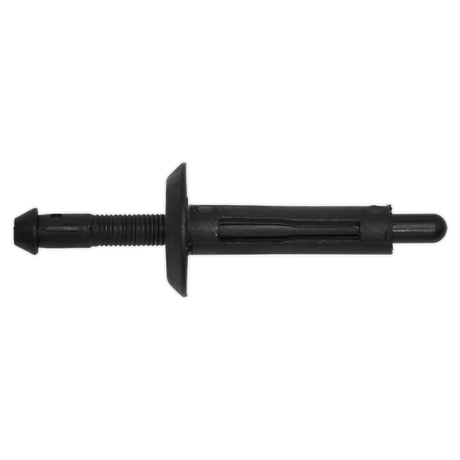 The Sealey Push Rivet (Product Code: TCPR1518U) measuring Ø15mm x 55mm, designed for a 6.3mm hole, comes in a pack of 20 and provides universal compatibility for various applications with its black plastic flat head and split shank.