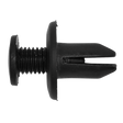 The Sealey Screw Rivet, Ø15mm x 21mm, GM & Honda - Pack of 20 (TCSR1514) features a black plastic construction with a flat head and split prong design, ideal for securing panels or components in Honda and GM vehicles.